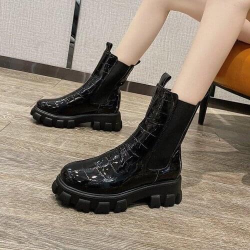 Ins New Genuine Leather Autumn Boots For Women Platform Chelsea Boot Spring Cowhide Booties Fashion Female Thick Bottom