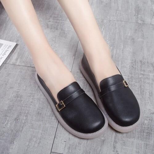 2021 Womens Comfortable Shoes Made of Genuine leather Slip-on Loafer shoes women Damping Non-slip Flat shoesrty6