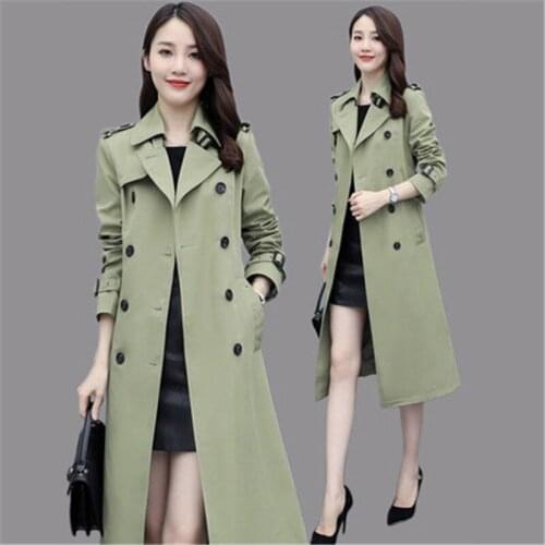 2020 New Spring Autumn British Style Trench Female Long Coat Women Double Breasted Adjustable Waist Windbreaker Outerwears 993