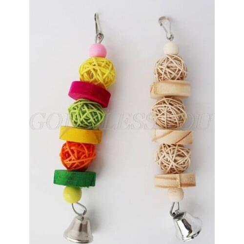 Parrot Chew Strands Wooden Bird Parakeet Bite Molar Toys Rattan Ball Drop Shipping