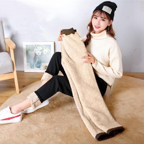 Winter Warm Harem Pants Womens Velvet Thick Sweatpants Jogger Pants for Women Loose Autumn Cotton Straight Pants Women Trousers