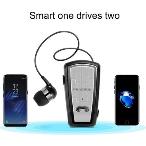 1Pc Fineblue FQ-208 Wireless Earphone Retractable Clip Design Hands-free Blue-tooth 4.0 Stereo Portable Headset for Business