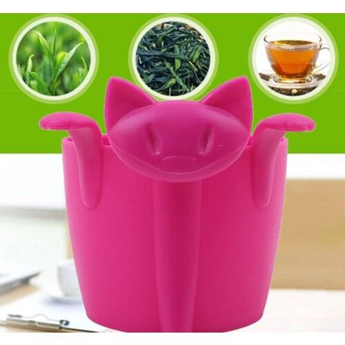 1PC Cartoon Animal Kitten Plastic Teabags Filter Coffee Tea Infuser Teapot Tea Strainer Drinkware Coffee Tea Accessories