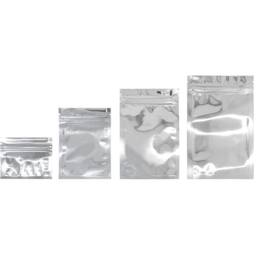 100PCS Foil Silver Ziplock Storage Plastic Bag Food Candy Packaging Bags