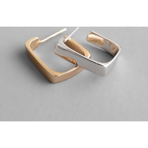 100% S925 Sterling Silver OL Style Simple Irregular Geometric Square Stud Earrings For Women Casual Style Girl Earings