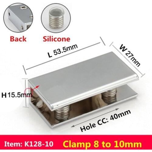2pcs/lot For 8 to 10mm glass board Rectangular shape chrome finished Zinc Alloy Glass Clamps Shelves Support Bracket Clips