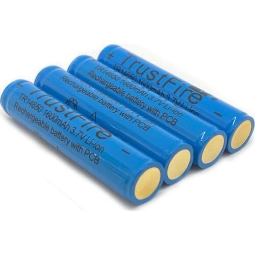 20pcs/lot TrustFire 14650 1600mAh 3.7V Lithium Protected Battery Rechargeable Batteries with PCB Power Source For LED Flashlight