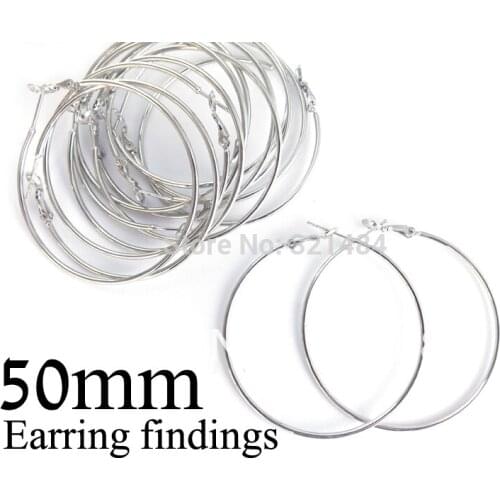 200piece 50mm Rhodium plated Nickel Dull silver french hook earring backs nickel free hoop earring findings