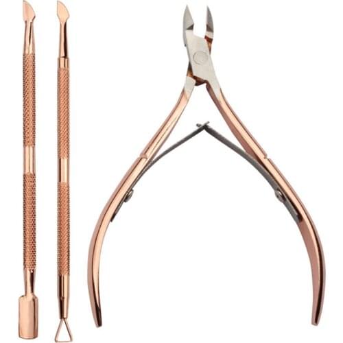 3pcs/set Nail Cuticle Scissors Pusher Remover Cutter Stainless Steel Cuticle Nipper Clipper Manicure Nail Art Tool Set