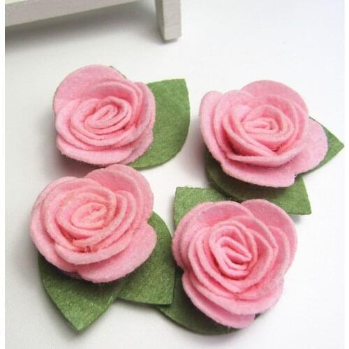 30PCS 4CM Felt Nonwovens Fabric Flower Cute Rolled Rose Hair Flowers For hair Accessories Ornaments flowers