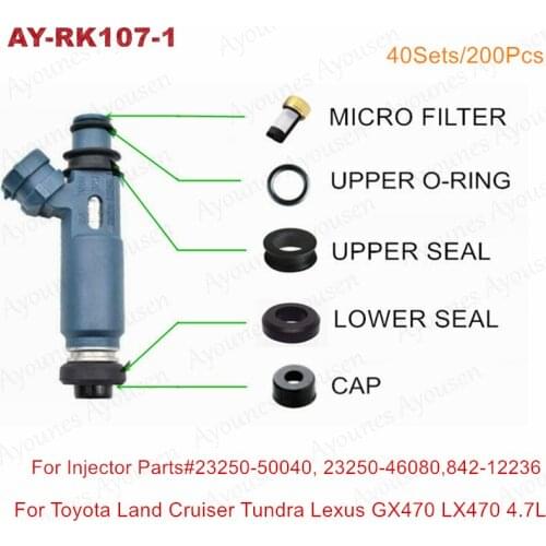 40sets Fuel Injector Repair Kits For Part 23250-50040 23250-46080 For Toyota Land Cruiser Tundra Lexus GX470 LX470 4.7L V8
