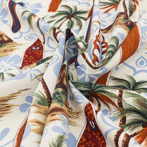 White spring Hawaii print pure cotton fabric for dress tissus coton imprimé sewing telas algodon estampadas ткань au mètre tissu