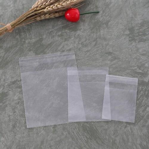 100 Pcs White Frosted Cookies Packaging Bags, OPP Self-adhesive Plastic Candy Baking Jewelry Gift Bags Party Supplies