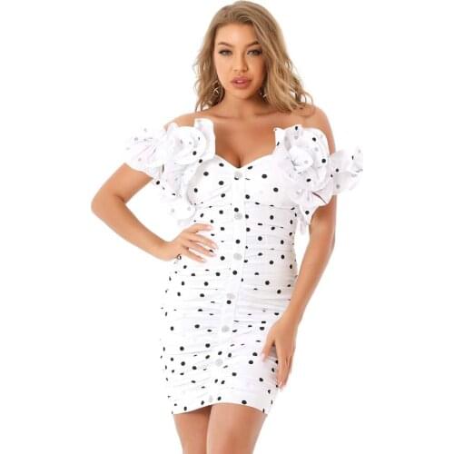 White Women Newlife Butterfly Sleeve Mini Pleated Celebrity Sexy Women Dress Evening Party Dress
