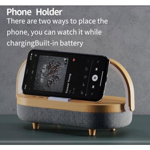 Wireless Stereo Bluetooth Speaker Wooden Portable Household Outdoor Surround Subwoofer LED Light 5000mAh Wireless Charging Pole