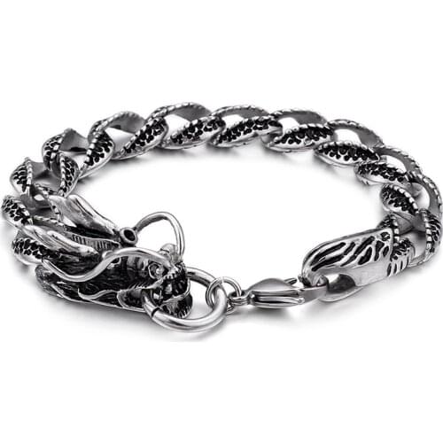 HAOLYNJOY Punk Wind Dragon Bracelet Animal 230mm Mens Stainless Steel Retro Wind Bracelet Jewelry