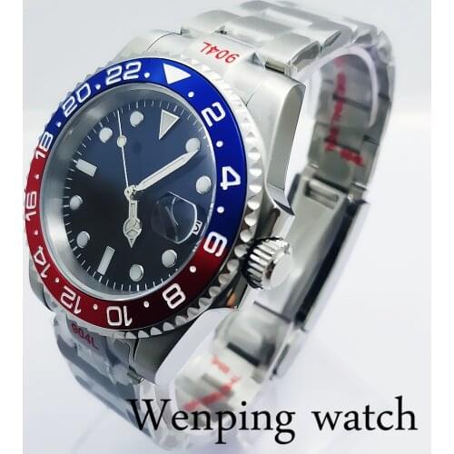 Bliger 40mm Mens Top Luxury Mechanical Watch Sapphire Crystal Ceramic Bezel Black Blue Dial NH35A Movement Automatic Watch