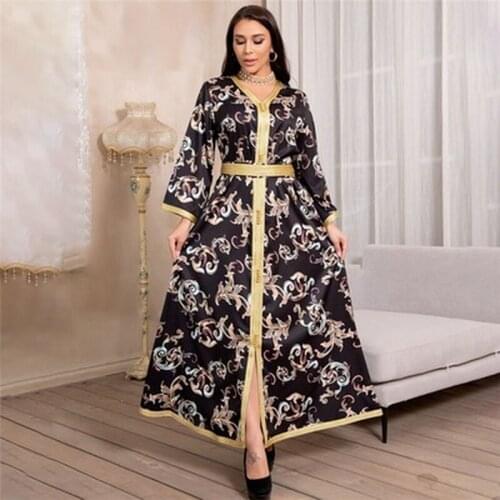 Black Floral Abaya Dress For Women RamadanEid 2021 Moroccan Caftan Dubai Turkey Arabic Jalabiya Muslim Islamic Clothes