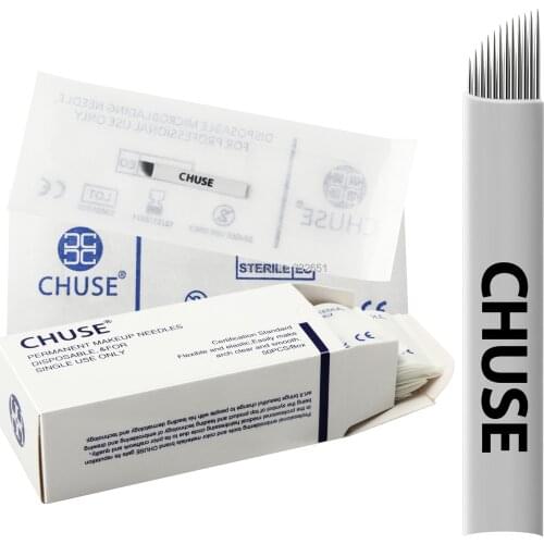 CHUSE Manual Microblading needes S12 Tattoo Pen Needle For Eyebrow Eyeliner Lips Permanent Makeup Tattoos 100pcs 12Pin