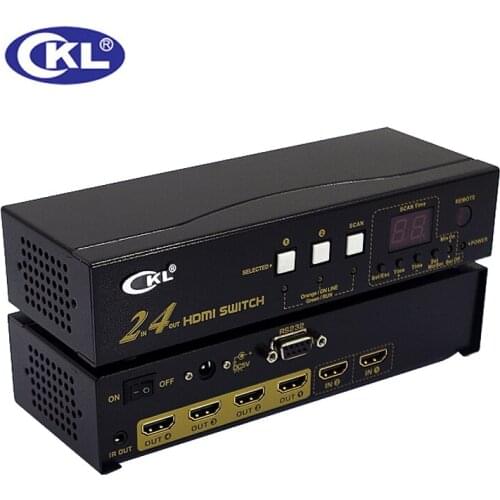 CKL-224H High Quality 2 in 4 out HDMI Switch Splitter support 1.4V 3D 1080P for PS3 PS4 for Xbox 360 PC DV DVD HDTV