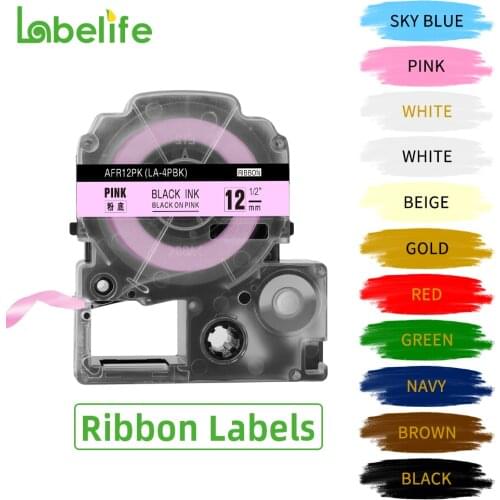 Labelife SFR12PK SFR12ZK LA-4LBK 12mm Compatible for Epson/Kingjim Label Printer LW400 Ribbon Labels for Bouquet,Gift,Wedding