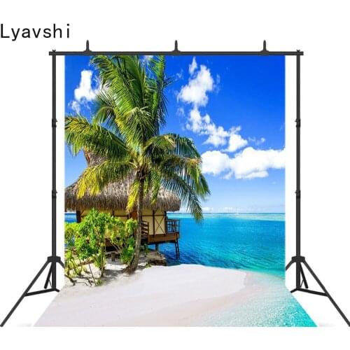 Lyavshi Beach Palm Tree Blue Sky Photography Background for Photo Shoot Props Child Kids Baby Cloth Backdrop Photo Studio