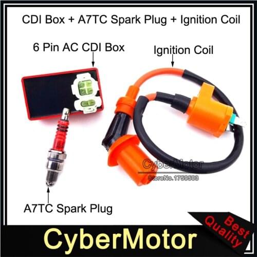Racing Ignition Coil 6 Pins AC CDI Box Spark Plug A7TC For Chinese GY6 50cc 125cc 150cc Engine Moped Scooter