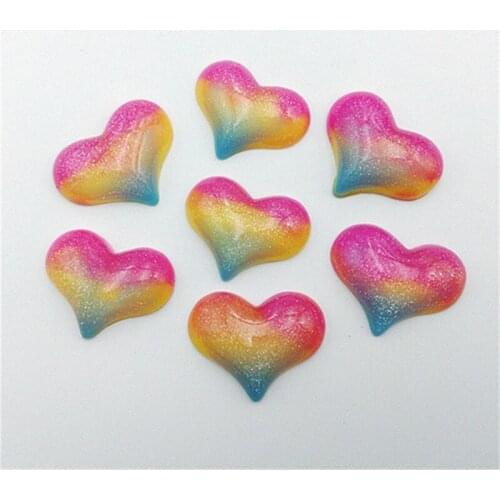 10pcs Mixed Flatback Resin Rainbow Love Heart Animals Bee Rose Flower Cabochons| Hair Bow Resin Flat Back Cabochon Art Jewelry