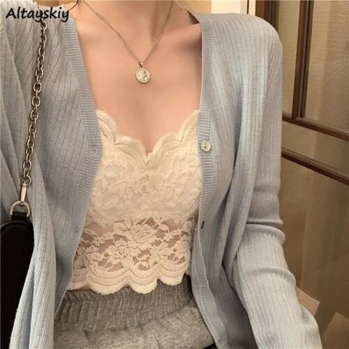 Cardigan Women New Korean Style Knitting Summer Thin Leisure All-match Sweater Button Fashion Feminine Sunscreen Basic Popular