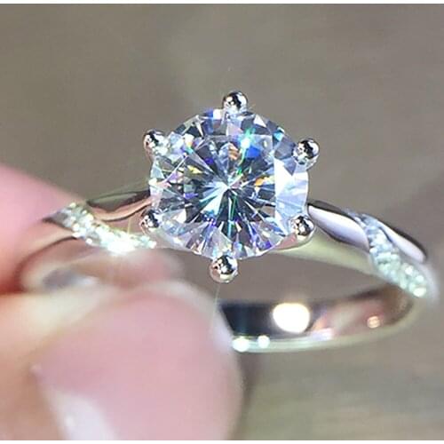 10K Au417 White Gold Women Wedding Party Engagement Ring 1 2 3 4 5 Carat Round Moissanite Diamond Ring Cross Trendy Classic