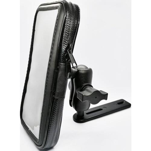 Motorcycle Aluminum Brake/Clutch Reservoir Cover Base Mount Mobile Phone Holder Water Resistance Case 6CM Double Socket Arm