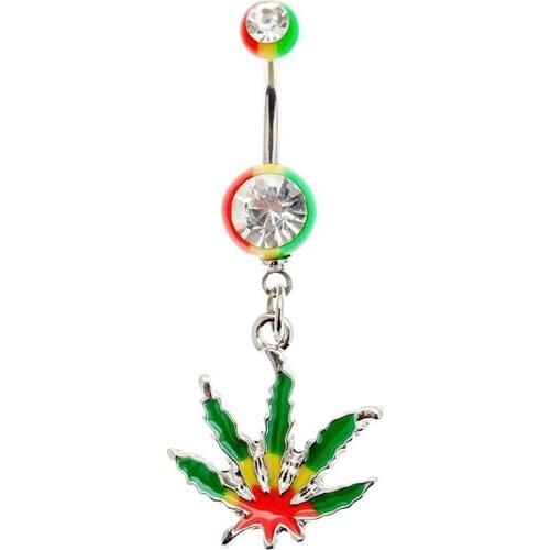 Trendy Pendant Belly Button Rings Steel Maple Maple Piercing Belly Sexy Jewelry Ring Leaf Leaf Ring Bar Piercing R6M2