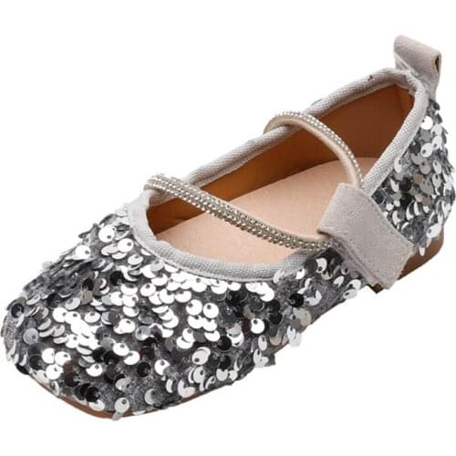 MudiPanda 2021 Spring Baby Girls Princess Sequins Wedding Shoes ChildrenS Dance Shoes Big Kids Non-Slip 3 4 5 6 7 8 9 Years Old