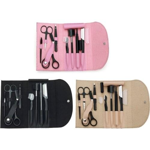 Eyebrow Kit, 8in1, Multipurpose Brow Shaper, Grooming, Trimming Set Eyebrow Tweezers ,Razor, Pencil, Scissors and Brush 27RC