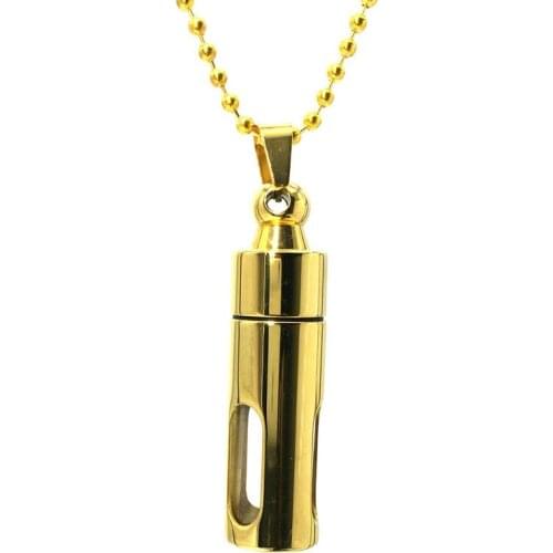 Stainless Steel Gold White K Color Perfume Bottle Necklace Pendant European and American Hip Hop Rock Personality Jewelry