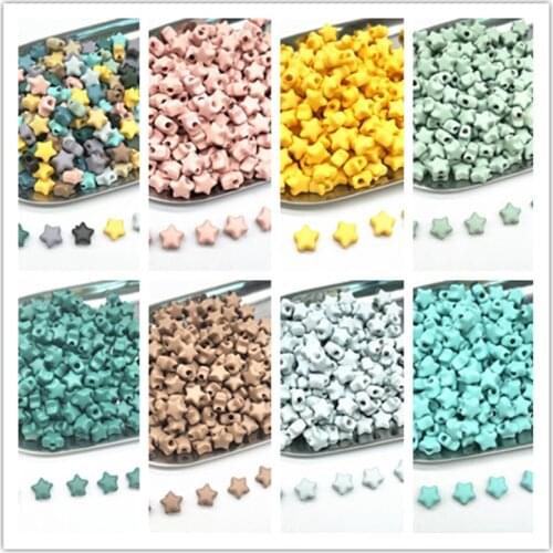 NEW 50pcs 10mm Matte Five-pointed Star Acrylic Loose Spacer Beads for Jewelry Making DIY Handmade Bracelets Accessories