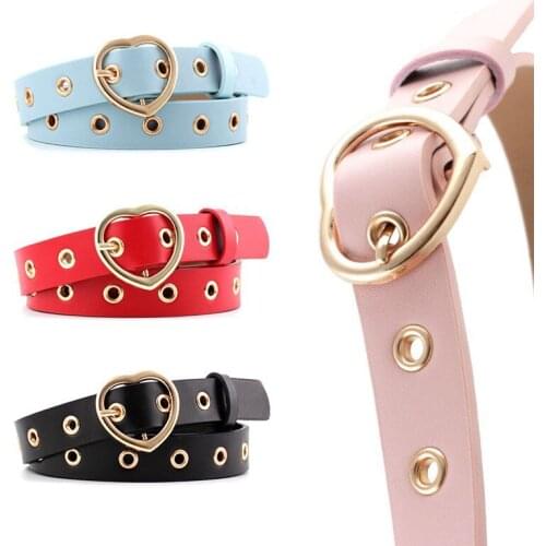 New Korean style peach heart buckle fashion all-match ladies student youth love buckle hollow decorative eye protection belt