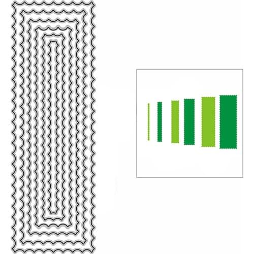 New Inverted Scalloped Slimline Rectangles Craft Embossing Mold 2021 Metal Cutting Dies for Scrapbooking Album Card Making Decor