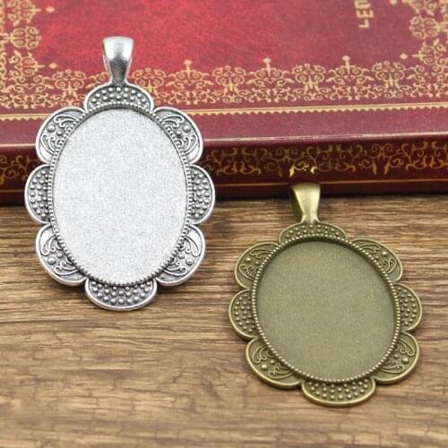 3pcs Cabochon Base Fit Setting Fashion 35x25mm Inner Size Antique Bronze Silver Color Oval Style DIY Jewelry Making Findings