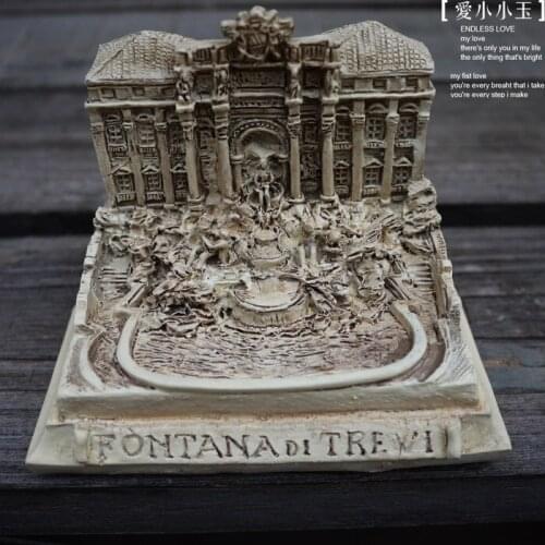 Hand-made Resin Crafts World Architecture Rome Ancient Builing Fontana Di Trevi Model Home Office Decoration
