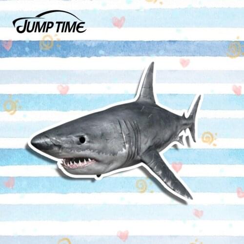 Jump Time 13cm x10.5cm Funny Waterproof Animal Car Stickers JDM RV Racing Car Decals For Swimming Shark Vinyl Car Wrap