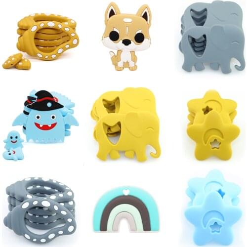 Baby Animal Silicone Teether Cute & Relief Teething Rodents BPA Free Teething Pandent DIY Pacifier Chain For Baby Teething Use