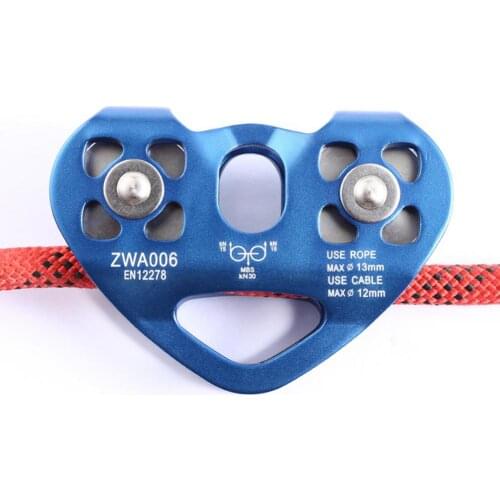 Climbing Heart Pulley Heart-Shape Climbing Double Pulley Steel Cable Rope 13mm Climbing Device Speed Zipline Trolley Outdoor