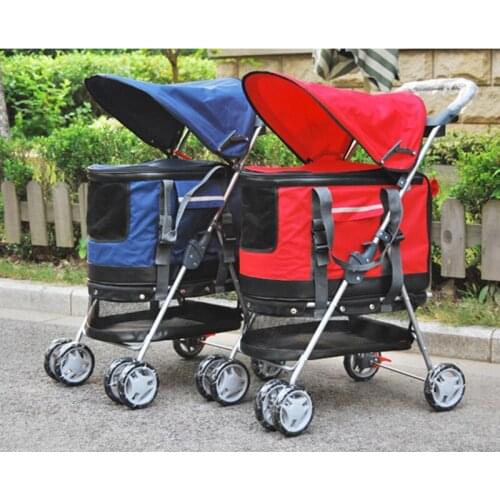 Pet Accessories Light Ventilation Foldable Transportation Separable Dog Car Seat Outdoor Trolley Four Wheeled Cart For Cats Dogs