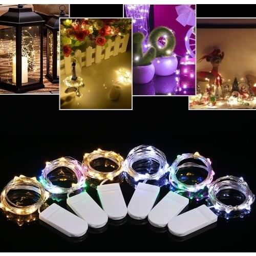 1/3/2M LED String light Silver Wire Fairy warm white Garland Home Christmas Wedding Party Decoration Powered by button Battery