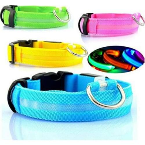 Pet Supplies LED Pet Dog Cat Collar,Night Safety Flashing Glow In The Dark Dog Leash,Dogs Luminous Fluorescent Collars XS-XL