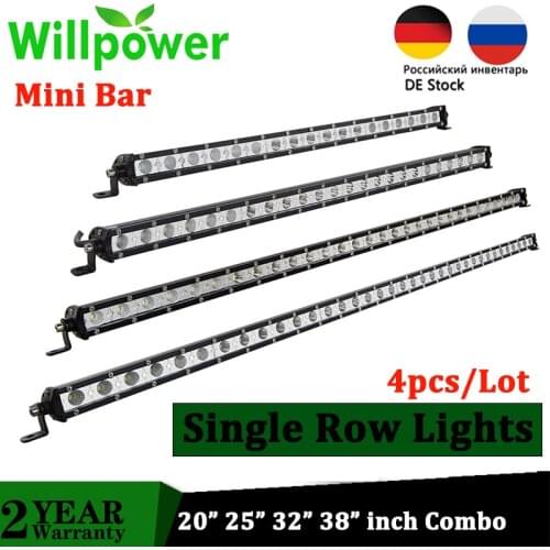 Willpower 4X Wholesale Offroad Led Bar 20" 25" 32" 38" 90W Slim LED Car Lights Work Driving Fog Lamp for 4WD ATV UTV SUV Boat