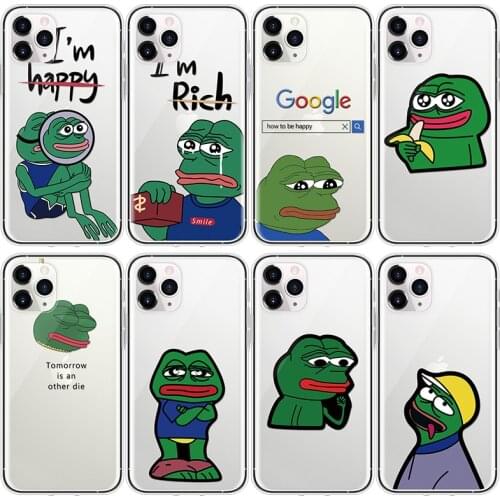 Funny Sad Frog pepe meme Case For iphone 7 8 6 6S Plus Clear Thin Case For iphone XS 11 Pro Max XR X 5 5S Silicone For iPhone 11