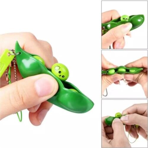 Funny Infinite Squeeze Edamame Bean Pea Expression Chain Key Pendant Ornament Stress Relieve Decompression Toys dropshipping