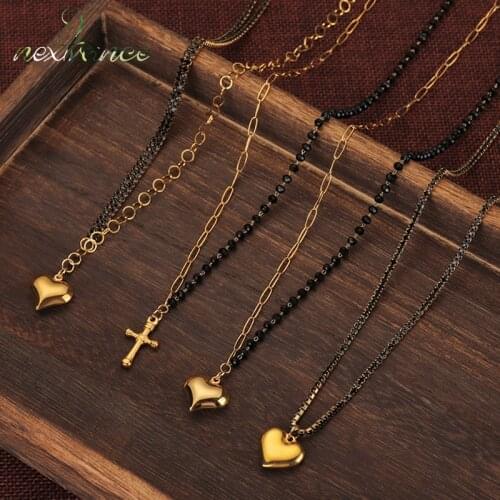 Nextvance Fashion Stainless Steel Necklace Cross Heart Pendant Handmade Chain Necklace For Women Men Anniversary Jewellery Gift